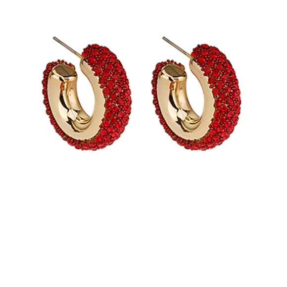 Pave Crystal Hoops - Picture 2 of 4